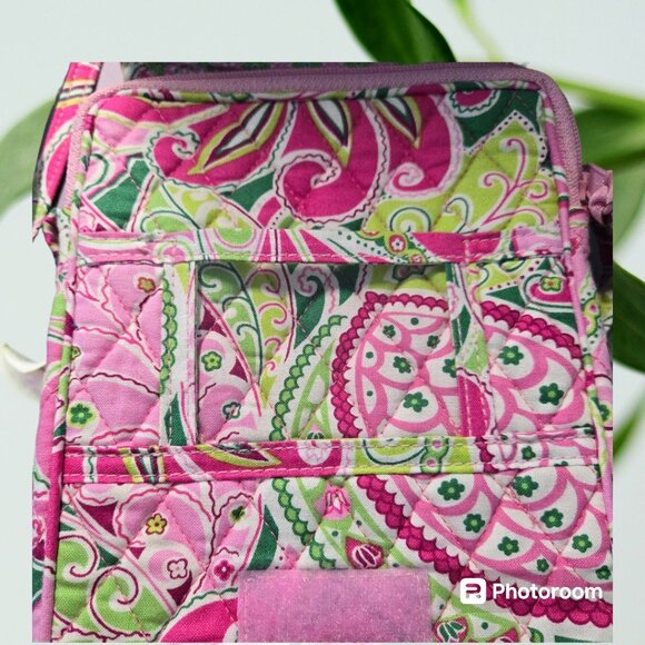 Vera Bradley Crossbody Bag Purse Mini Hipster Pinwheel Pink Preppy EUC - Picture 4 of 10